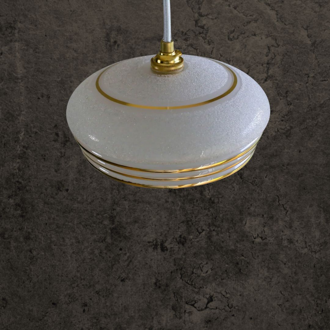 Vintage French Granite Glass Ceiling Pendant (c. 1940)