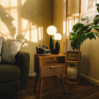 The Ophelia - Lucy’s Lamps is a modern table lamp with a sculptural cactus-inspired base and twin frosted glass globes. This aesthetic lamp serves as a minimalist bedside lamp, desk lamp, or side table lamp for living rooms and bedrooms. Combining retro charm and modern designer lighting, The Ophelia adds warmth, elegance, and vintage sophistication to any home décor.